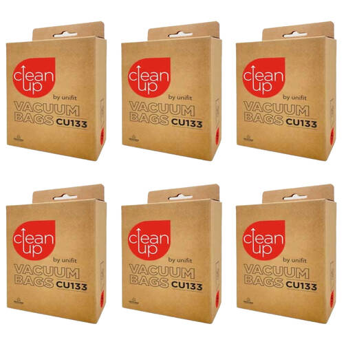 6x 5pc CleanUp CU133 Synthetic Vacuum Bags for Wertheim Models White