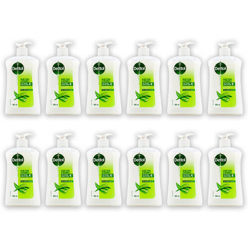 12PK Dettol 500ml Antibacterial Handwash w/ Aloe Vera & Vitamin E