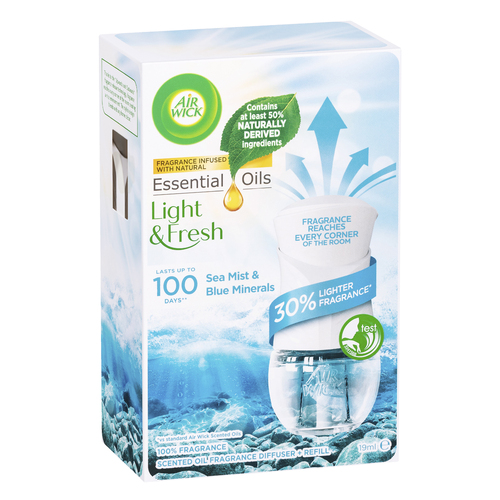 Airwick Essential Oils Light & Fresh Sea Mist/Blue Minerals Diffuser/Refill