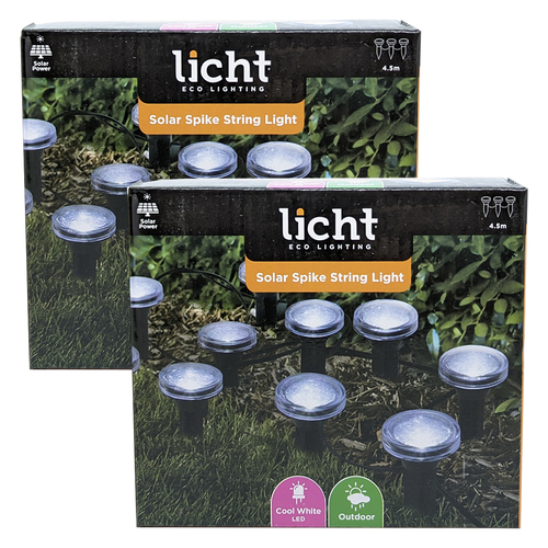 2x Licht Solar Spike String Light Cool White LED 6.5m