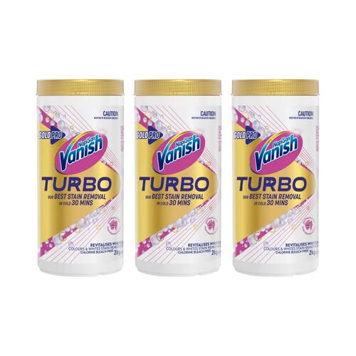 3PK Vanish Napisan Turbo Gold Pro Stain Remover Powder for Colour & White 2kg