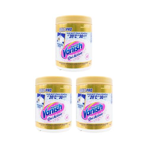 3PK Vanish Napisan Oxi Action Gold Pro Stain Remover Powder Crystal White 1kg