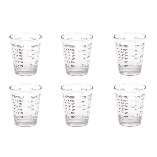 6PK Appetito Multipurpose Measure Glass 30ml Home Kitchen Cooking