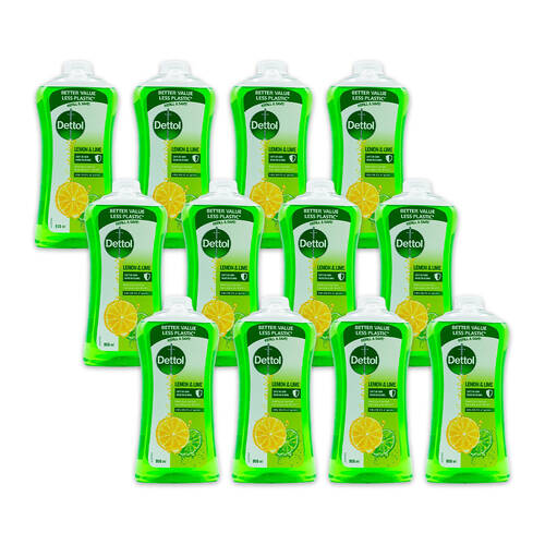 12PK Dettol 950ml Anti-bacterial Liquid Handwash Refill Lemon & Lime