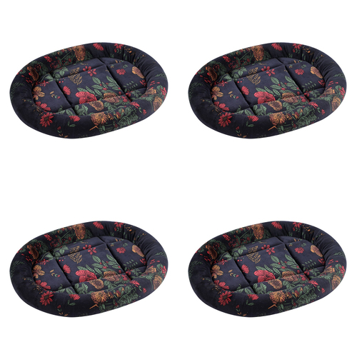 4x 3pc Paws & Claws Floral Cat Bed Oval 42x36cm - Assorted