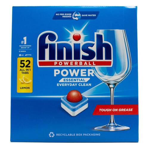52pc Finish Powerball Dishwasher Tablets Multi Action Lemon Fresh Scent