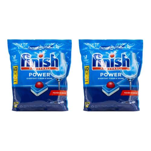2x 60pc Finish Dishwasher Tablets Powerball Power All-in-1 Lemon