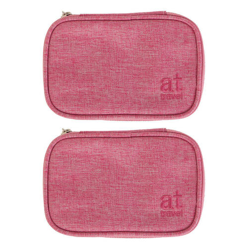 2PK Annabel Trends AT Travel Pill Carrier Organiser Storage 15x10cm Pink