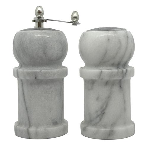 2pc Marble Salt & Pepper Grinder Shaker Set - White