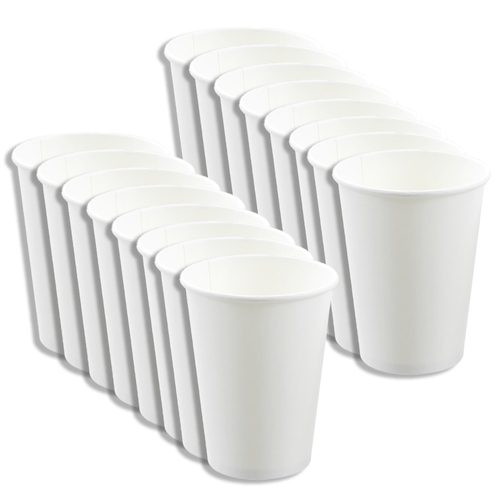 8x 30PK Lemon & Lime 360ml Disposeable Eco Paper Cup - White