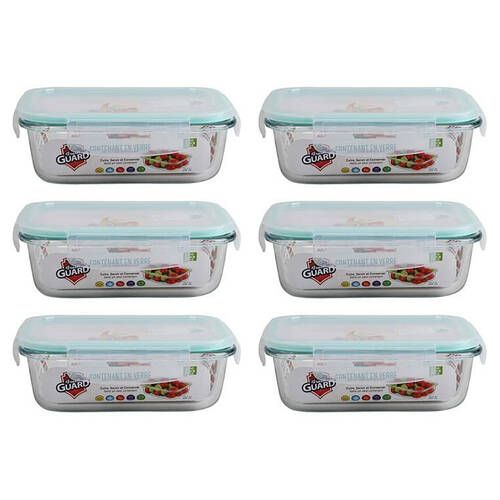 6PK Fresh Guard Microwavable Glass Airtight Food Storage Container 630ml