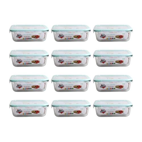 12PK Fresh Guard Microwavable Glass Airtight Food Storage Container 1500ml
