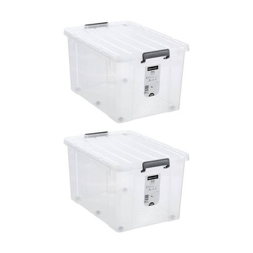 2PK Boxsweden Dura Storage Box 100L 67x47x38.5cm Lock Lid w/ Carry Handles