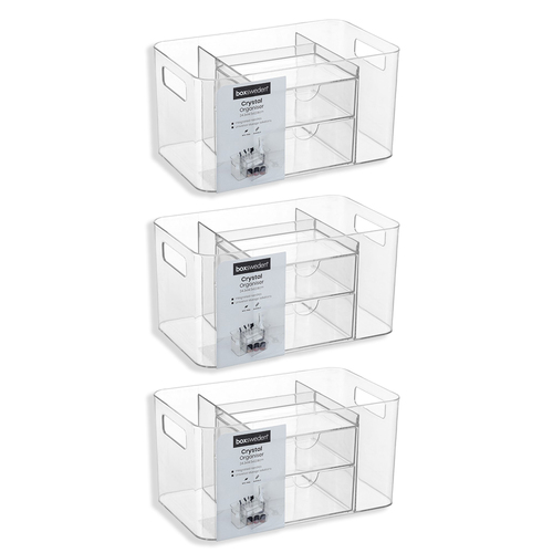 3PK Boxsweden Crystal 24.5x14.5cm Desktop Organiser - Clear