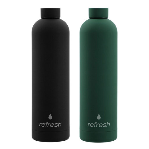 2PK Lemon & Lime 1L Refresh Insulated Drink Bottle - Assorted