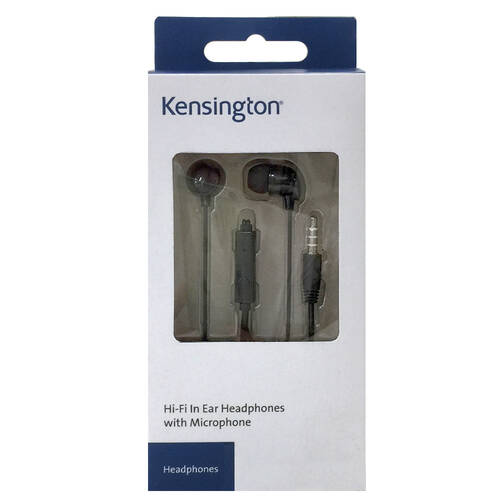 Kensington In Ear Headphones Earphones Headset w/ Microphone Black