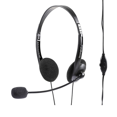 Kensington Headphones w/ Boom Mic/3.5mm Audio Jack - Black