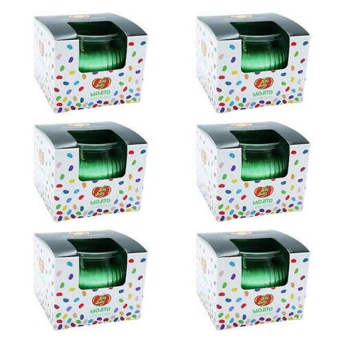 6PK Jelly Belly Mojito Scented Candle Pot Home Room Fragrance 85g Green