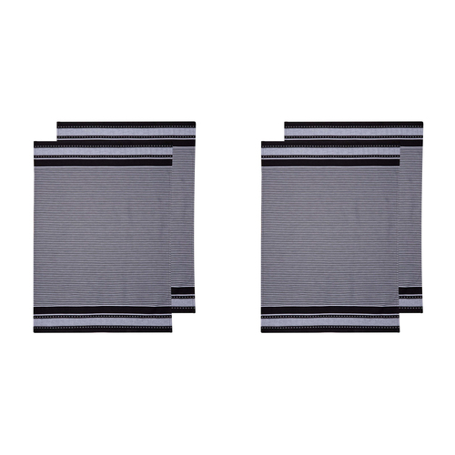 2x 2PK Ladelle Lennox Jumbo Cotton 60x80cm Kitchen Towel - Black