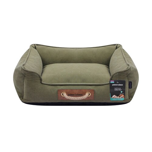 Paws & Claws Lighthouse 60cm Heavy Canvas Walled Pet Bed Med - Olive Cotton