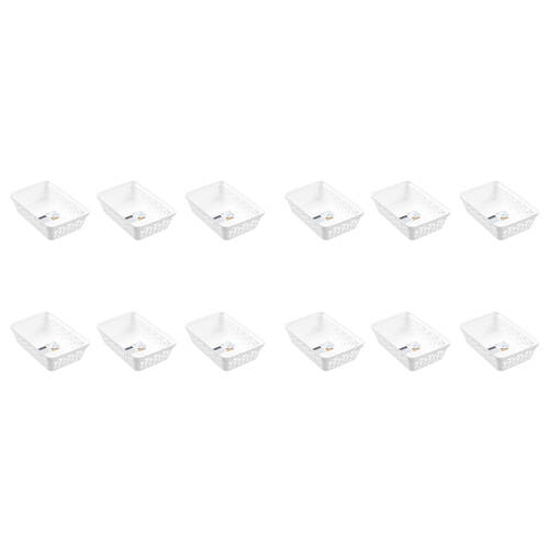 12PK Boxsweden Star Organiser Tray Versatile Rectangular 23.5x16x6.5cm White