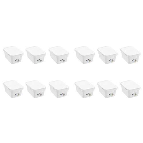 12PK Boxsweden Star Basket Lidded Versatile Organiser 4L 26x18x12.5cm White