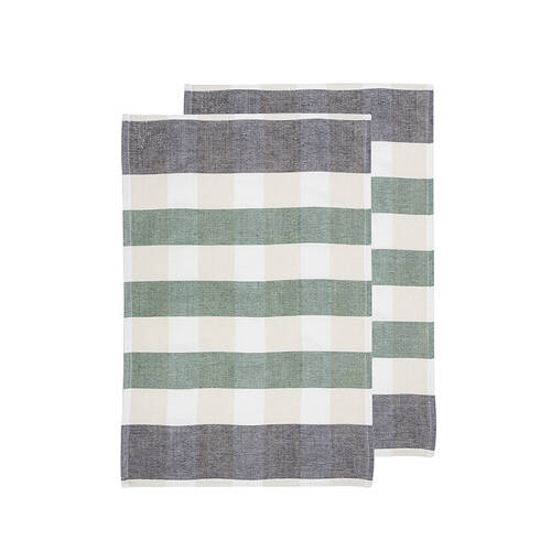 2pc Ladelle Bailie Terry Charcoal Kitchen Towel Reusable Drying Cloth