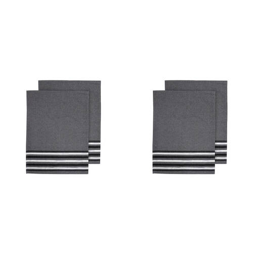 2x 2pc Ladelle Lennox 100% Cotton Stripe Kitchen Towel Reusable/Washable Black