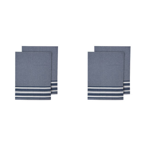 2x 2pc Ladelle Lennox 100% Cotton Stripe Kitchen Towel Reusable/Washable Marine