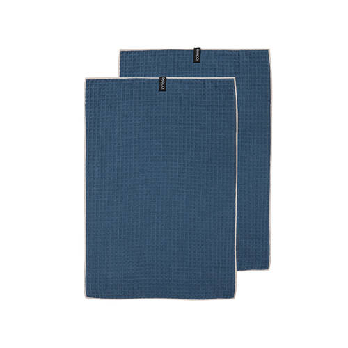 2pc Ladelle Mega Waffle Microfibre Kitchen Towel 45x70cm Reusable/Washable Navy
