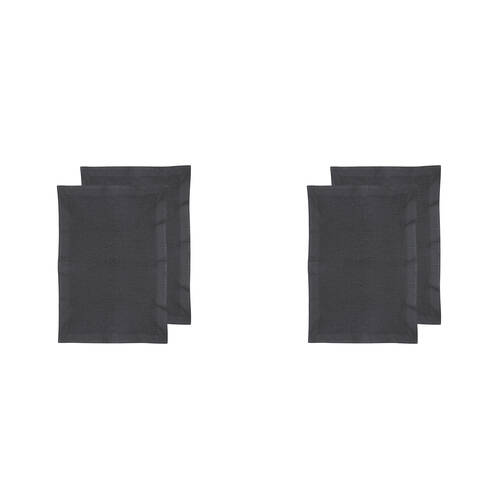 2x 2pc Ladelle Ollie Waffle Weave 100% Cotton Kitchen Towel Reusable Charcoal 