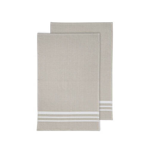 2pc Ladelle Terry 100% Cotton Kitchen Dish Drying Towel Set Reusable Stone