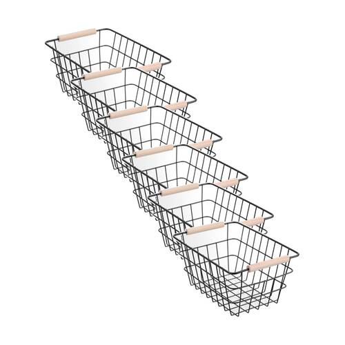 6PK Boxsweden Toska Wire Basket Beech Handle 24.5x18.5x12cm Durable Design Black