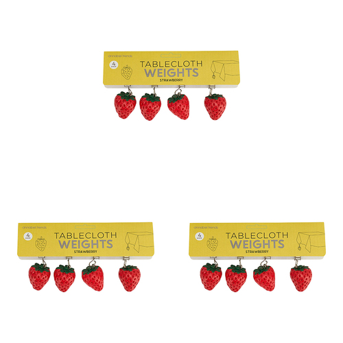12pc Annabel Trends Tablecloth Weights Clip On Strawberry