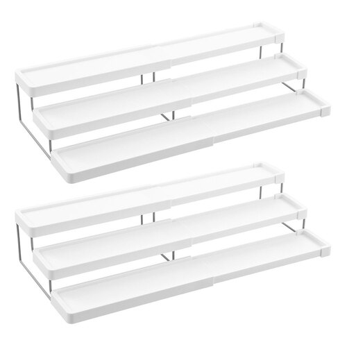 2PK Boxsweden Brite 53cm Extendable 3-Tier Spice Rack - White