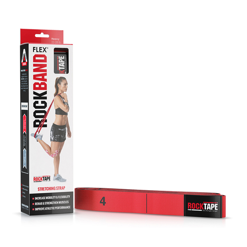 RockTape Heavy 22-28lb RockBand Flex Stretching Strap Resistance Band - Red