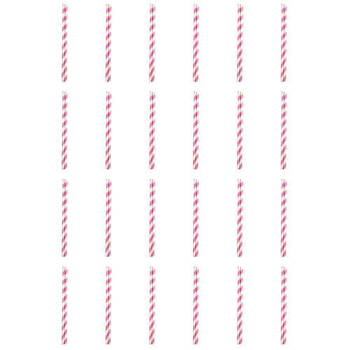 24x 50pc Appetito Disposable Paper Straws Home Kitchen - Pink Stripes