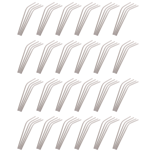 24PK Appetito Stainless Steel Reusable Bent Drinking Straws Home Kitchen