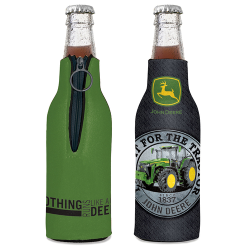 2PK John Deere Bottle Cooler-Green & Black w/Tractor Graphic 12oz/375ml