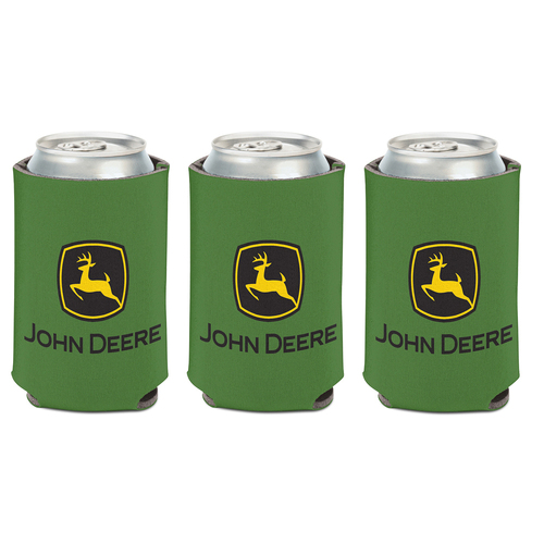 3PK John Deere Can Cooler-Green & Yellow with Logo-2 Colour & 2 Sided 12oz/375ml