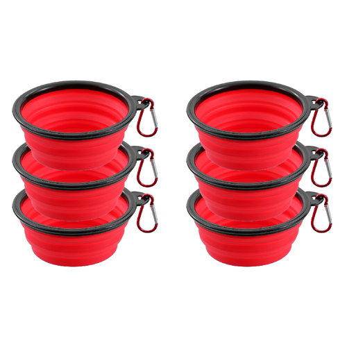 6PK Paws & Claws Collapsible 350ml/13cm Pet Dog Travel Bowl - Assorted