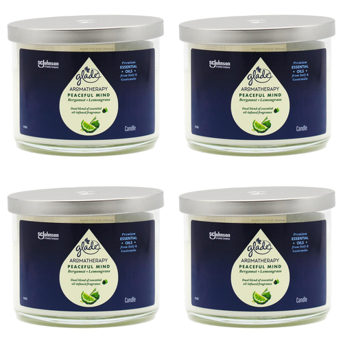 4PK Glade Aromatherapy Peaceful Mind Candle - Bergamot & Lemongrass