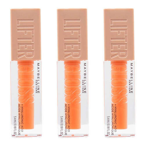 3PK Maybelline Newyork LifterGloss Hydrating Lip Gloss 5.4ml Peach Ring 22