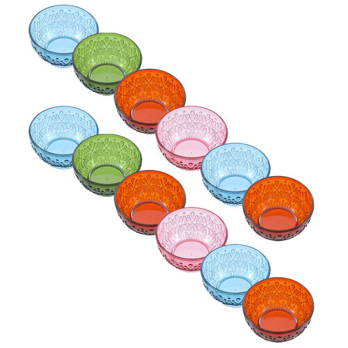 12PK Lemon & Lime Floral Deco 11.5cm Serving Plastic Bowl - Assorted