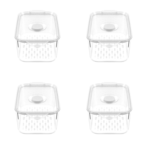 4PK Boxsweden Crystal 2.4L/23.5cm Green Saver Fresh Storer Container - Clear