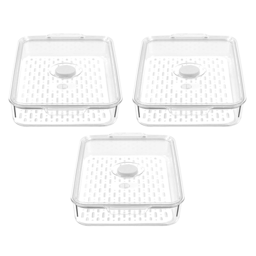 3PK Boxsweden Crystal 2.8L/33.5cm Green Saver Fresh Storer Container - Clear