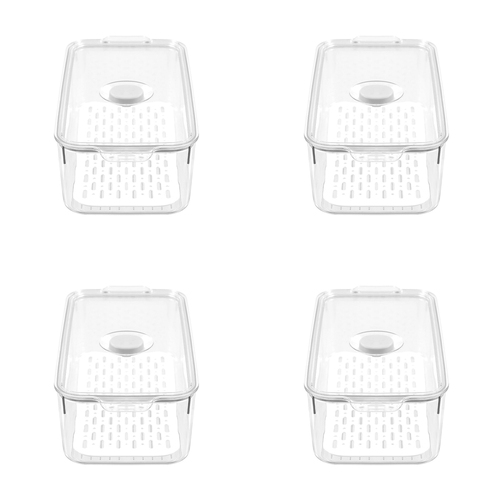 4PK Boxsweden Crystal 4L/33.5cm Green Saver Fresh Storer Container - Clear