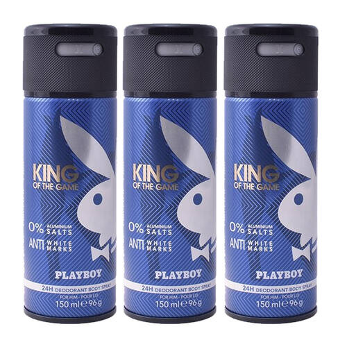 3PK Playboy King of the Game M 150ml Deodorant Body Spray - Men
