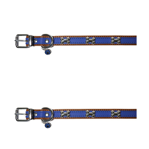 2PK Rosewood Wag n Walk Royal 58.5cm Pet/Dog Collar Neck Strap Animal Choker L Blue