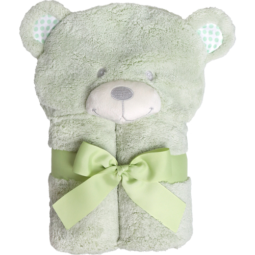 Ollie & Paige Kids Hooded Bath Towel/Wrap Blake The Bear Green